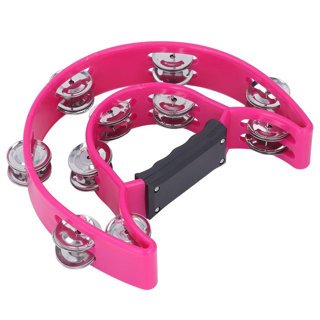 Musical Tambourine Half Moon Double Row Jingles Handheld Percussion Drum for KTV Party