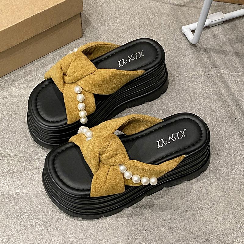 Platform Slippers Sandals Woman Bowknot Thick Sole Slippers Women Chunky Flip Flops New Summer Casual Beach Slides Zapatos Mujer