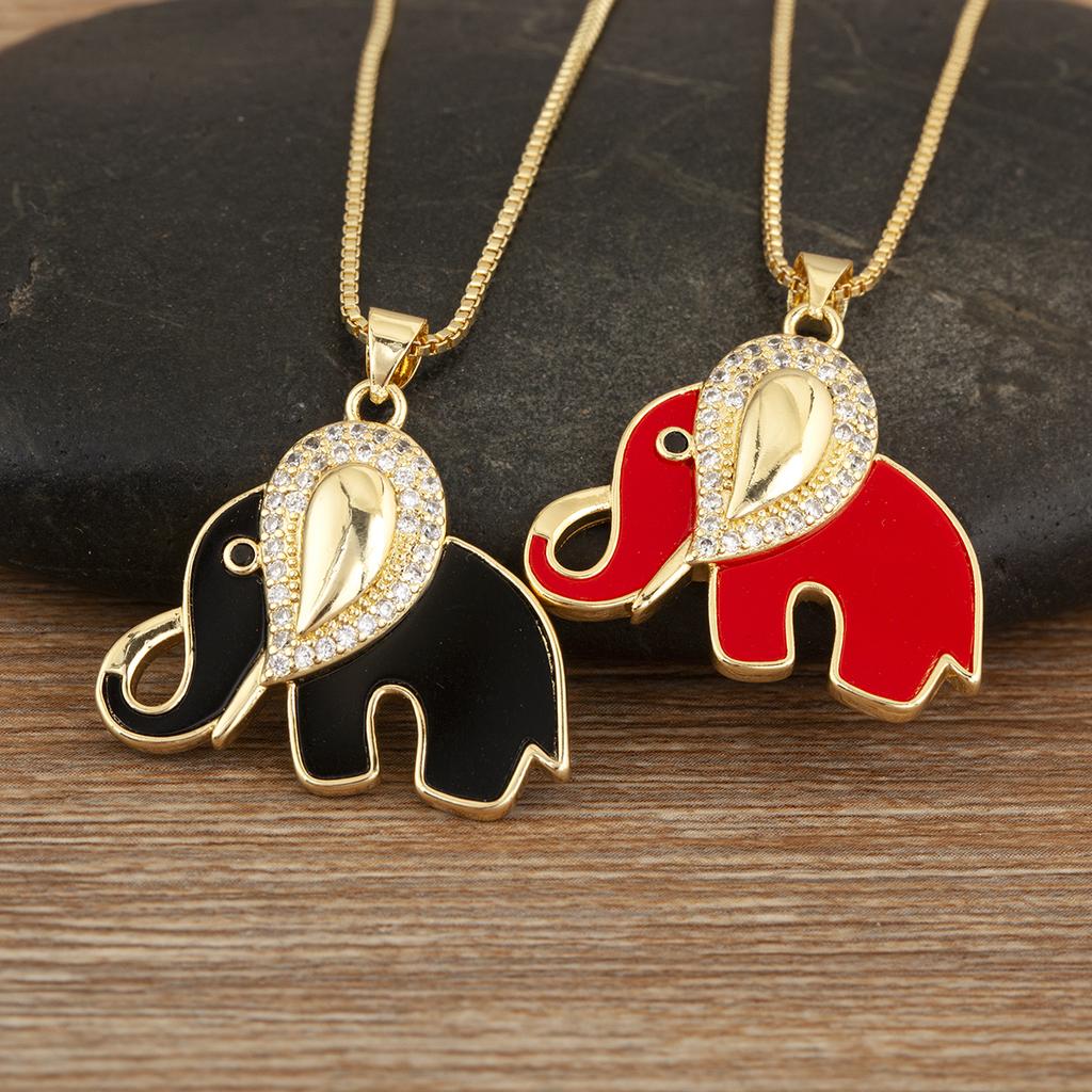 Nidin Fashion Cute Elephant Charms Pendant Necklace For Female Male 3 Colors Choice Daily Party DIY Fine Jewelry Accessories