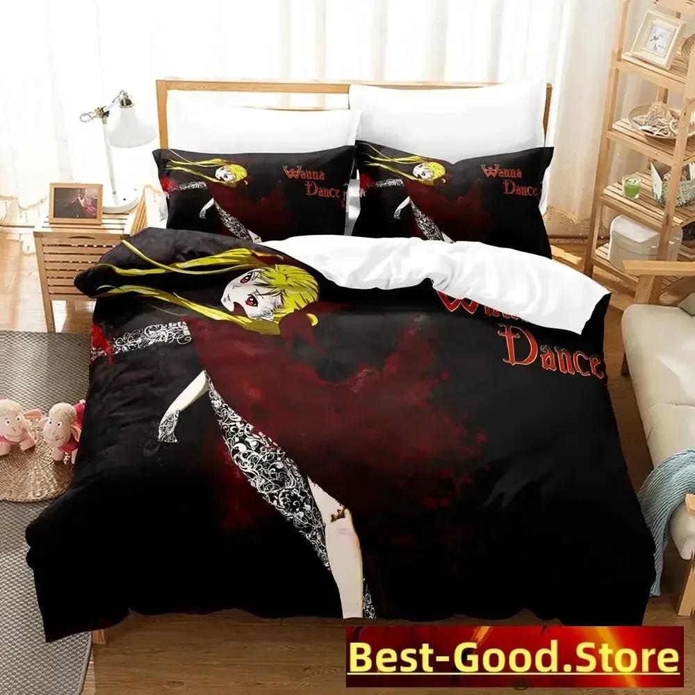 New Dance In The Vampire Bund Bedding Set Print With Pillowcase Bed Duvet Cover Soft Single Double Queen Super King Size EU Single(135*200cm)3pcs