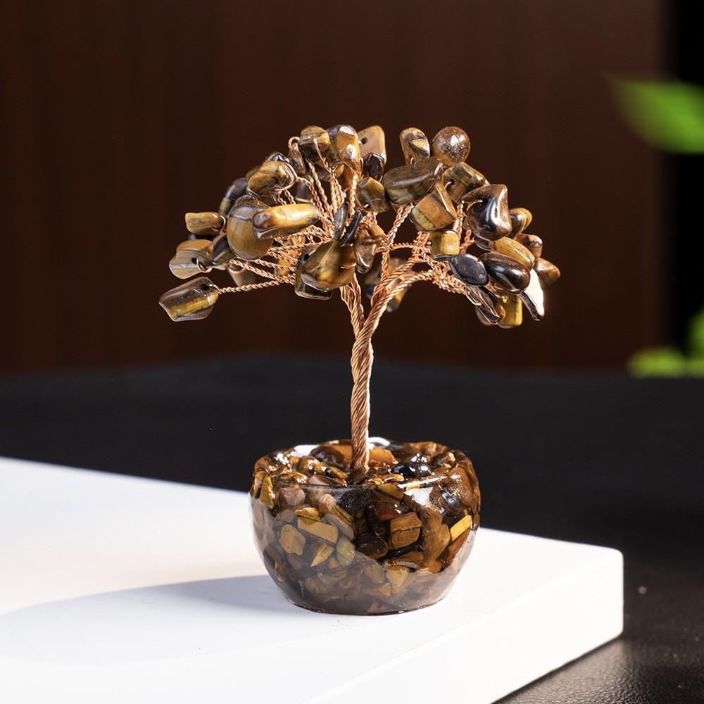 Crystal Money Tree Miniature Decor With Natural Gemstones For Feng Shui Wealth