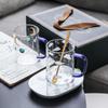 450ML Colour Glass mug Water cup Printing Starry Sky Coffee Mug with spoon lid Breakfast Milk Cup Children's Gift