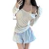 Swimsuit Women's Pure Desire Sexy Long-sleeved Blouse Split Four-piece Bikini Babes Vacation Hot Spring Swimsuit