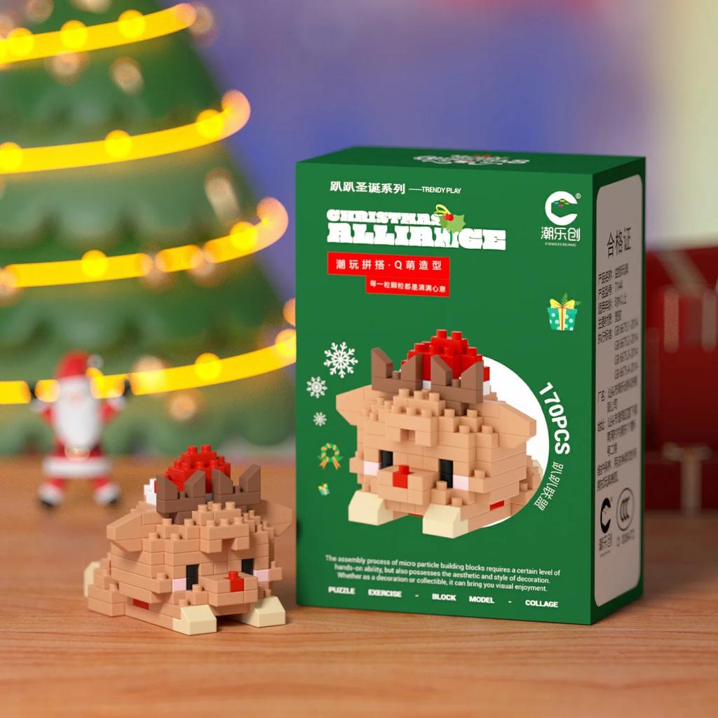 Kids Christmas Building Block Toys DIY Santa Claus Snowman Elk Tree Micro Brick Puzzle Assembly Model Xmas Home Decoration Gifts