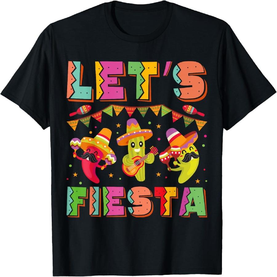 Unisex T-shirt Let's Fiesta Mexico Fiesta Taco Guitar Cinco De Mayo T-Shirt