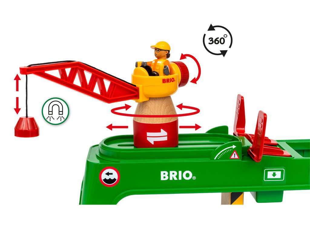 BRIO Containerkran für Kinder ab 3 Jahren und Holzspielzeug-Gleislandschaft Geschenk 33996, aufwärts. [Spielzeug, Zug, Set, Teile, (Geburtstag/Weihnachten)]