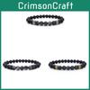 Mens Geometric Black Obsidian Copper Micro Zircon Bracelet With Elastic Fit For Fashion Accessory