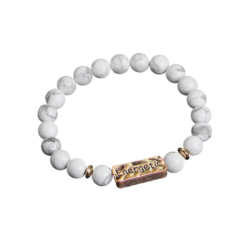 

Funny Nice Letter Energetic Design Natural Stone Bracelet Elastic Bangle Beads Chain For Women Girls Friends Sister Bestie