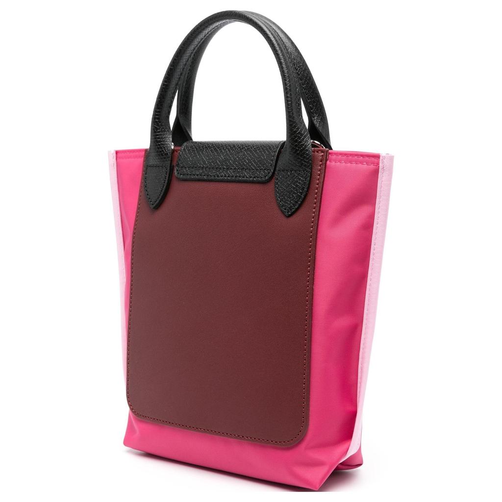 Longchamp Vorderseite Konkav Geprägtes Logo Nylon/Leder Schulter Crossbody Tote Tasche Damen Taschen Magenta 10263093J13