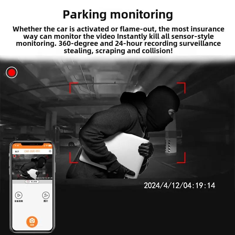 Caméra de Tableau de Bord HD 1080P à Triple Enregistrement Caméra 3 Canaux WiFi Vision Nocturne Boîte Noire Enregistrement en Boucle Aide à la Marche Arrière pour Voitures Accessoires Auto