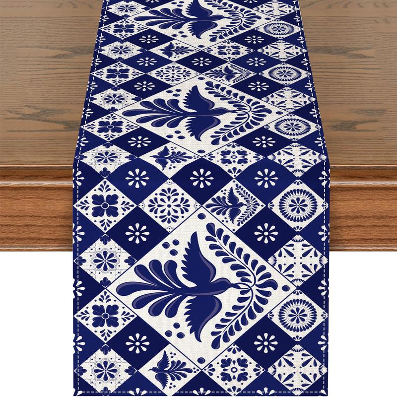 Vintage Hand - drawn Red Wine & Cheese Pattern Table Runner Women s clothing 40x140cm