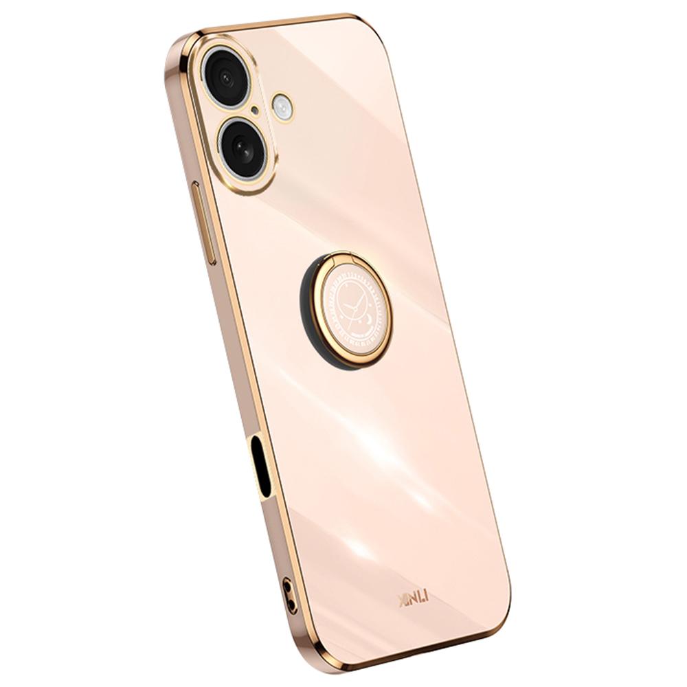 XINLI For iPhone 16 Plus Case Ring Kickstand Electroplating TPU Phone Cover