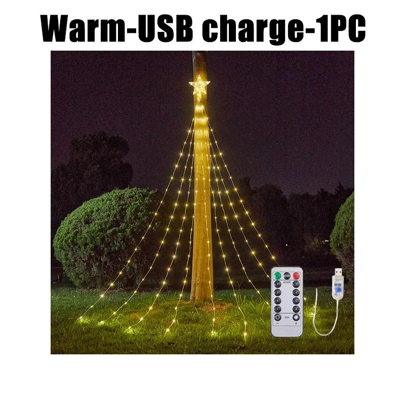 3M 288LED Star Waterfall Lights With 8 Modes USB Powered & Remote Control Camping Light Indoor Outdoor Christmas String Lights