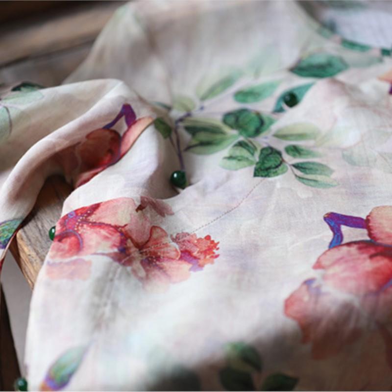 Johnature Dámská jarní móda potisk vintage čínský styl košile osobnostní nika ležérní retro košile