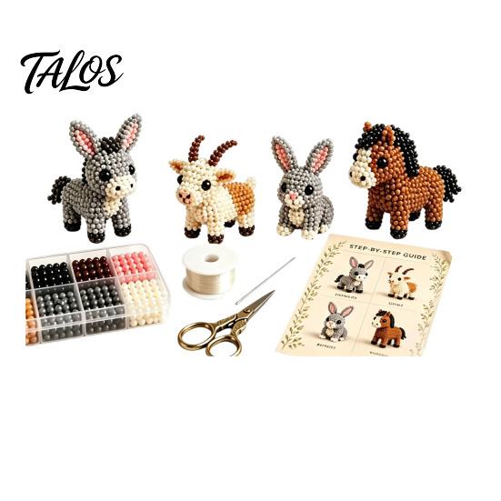 Beading Kit For Beginners Tiny 3D Beaded Animal Kit, Cute DIY with Colorful Beads and Easy Instructions, 4 Designs Handmade Jewelry Art Craft
