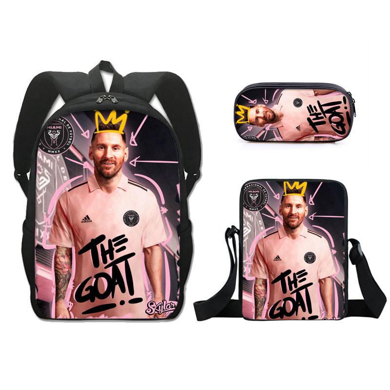 Modern Miami Messi Backpack Set With Breathable Polyester And Lightweight Design For School Use