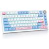 75% Wireless Creamy Pink Mechanical Keyboard, Hot Swappable Custom Keyboard, RGB Backlit Gasket Gaming Keyboard, 2.4G/BT5.0/USB-C Mechanical