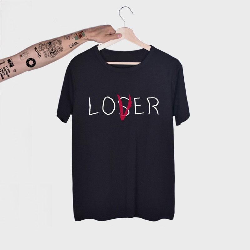 Stylish Unisex Fun Lover Loser Lettering Printed Short Sleeve Top T-shirt For Everyday Wear