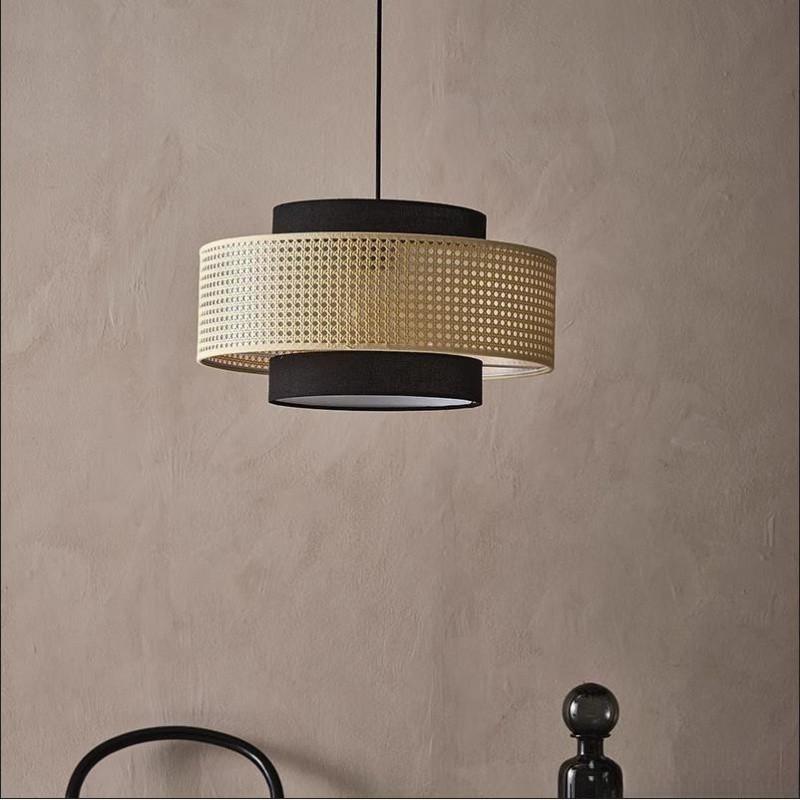 Vintage Japanese Style Pendant Light Living Room Decoration Woven Bamboo Chandelier Restaurant Kitchen LED Hanging Lamp