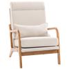 Living Room Armchair, Upholstered Accent Armchair In Linen with Wide Seat, Lumbar Support, High Backrest, 64x86x93cm, Cream