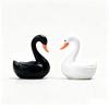 2pcs Mini Simulation Resin Black and White Swan Micro Landscape Decoration Aquarium Landscaping Decoration Ornaments