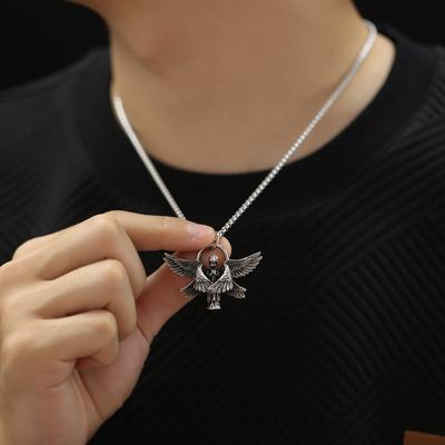 Jewelry Vintage Six Winged Angel Wings Titanium Steel Pendant Stainless Steel Necklace for Men