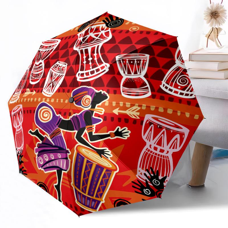Bellezza Tramonto Africano Ombrello Automatico Pieghevole da Esterno con 8 Stecche Design Compatto Essenziale da Viaggio Appassionati di Moda Regalo Spirituale