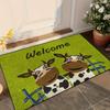 Cartoon Cow Printed Floor Mat Anti Slip Dust Removing Green Grass Pattern Carpet Home Decoration