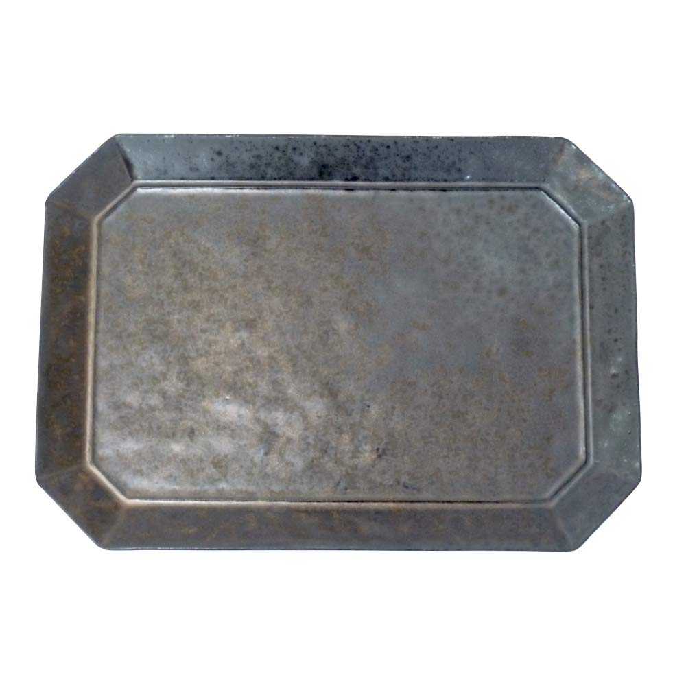 Maehata One Japanese Rich Charcoal Microwave and Dishwasher Box Made In Earth Tones Plate, Square, Octagonal, Flat, Tableware, 30cm, Colors, Satin,