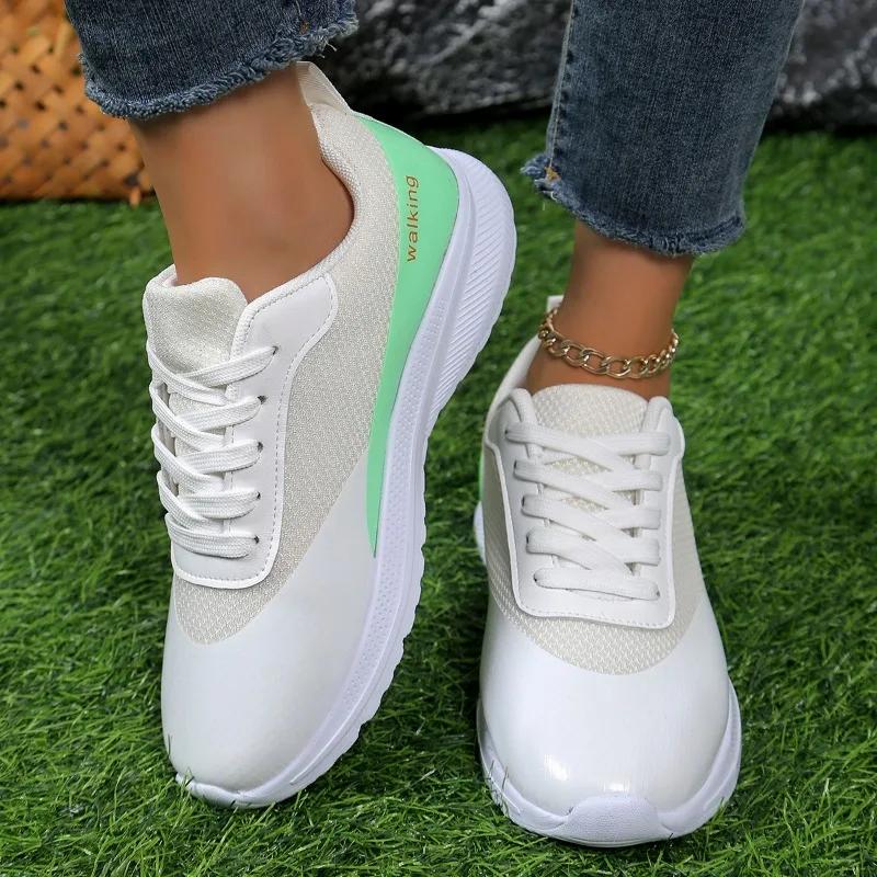 Fashion Shoes for Women 2024 Hot Sale Lace Up Women Vulcanize Shoes Autumn Breathable Mesh Mixed Colors Casual Comfortable Walking Shoes