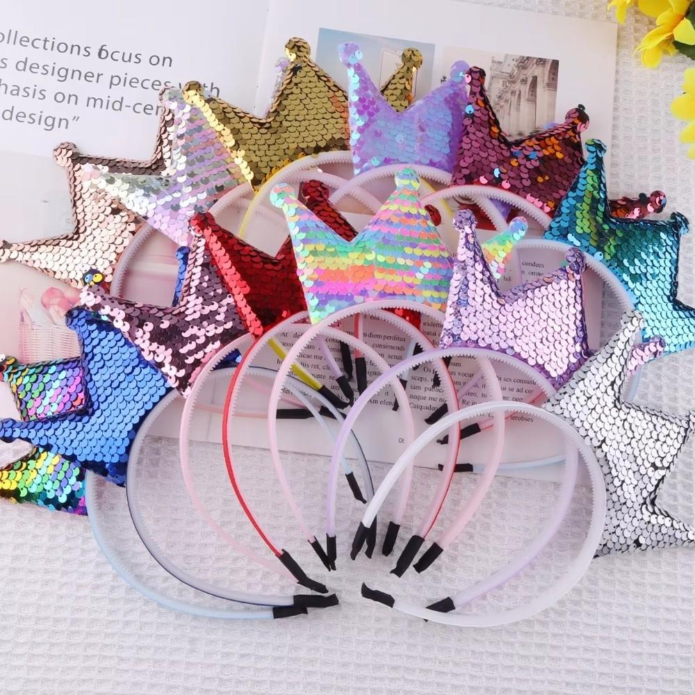 Fashion Accessory Shiny Crown Headband Princess Sequins Girl Hair Hoop Head Hoop Crown Headpiece Party Hairband Children Gifts