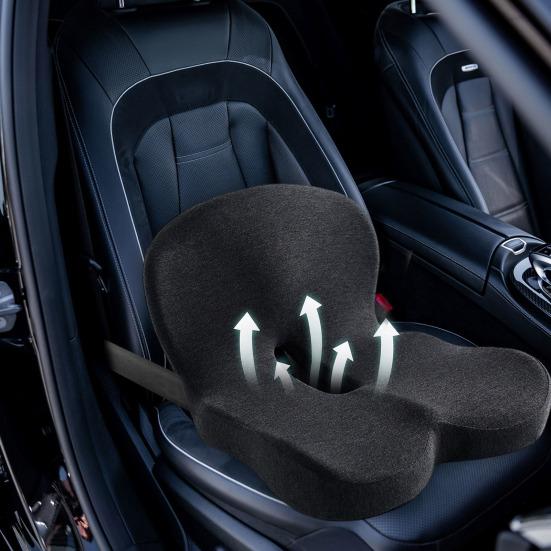 Yousheng Truck Driver Seat Cushion Memory Foam Back Cushion with Adjustable Strap Ergonomic Lumbar Support Cushion for Sciatica Relief Long Drives