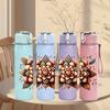 1PC Leopard Succulent Flower Graphic,750ml Color Plastic Sports Water Bottle,Leakproof Flip Straw Lid,Suitable for Sports Office Home Use