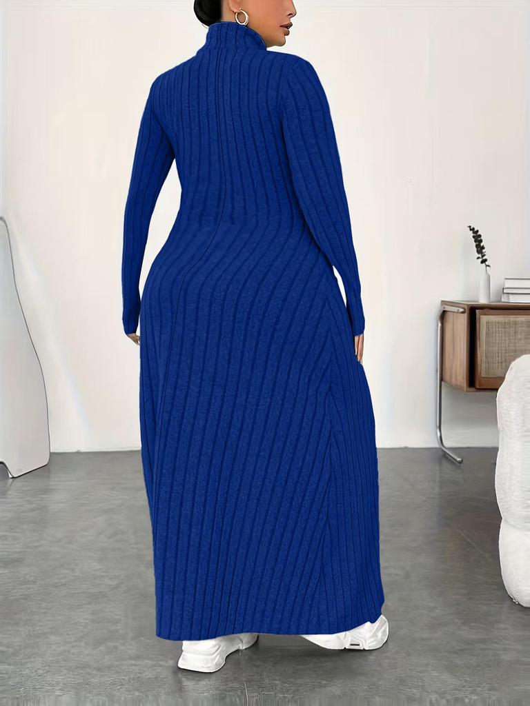 Plus Size High Neck Dress - Autumn/Winter European & American Style for Women
