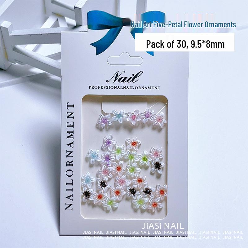 Translucent Floral Crystal Nail Art: 3D Colored Petal Decorations