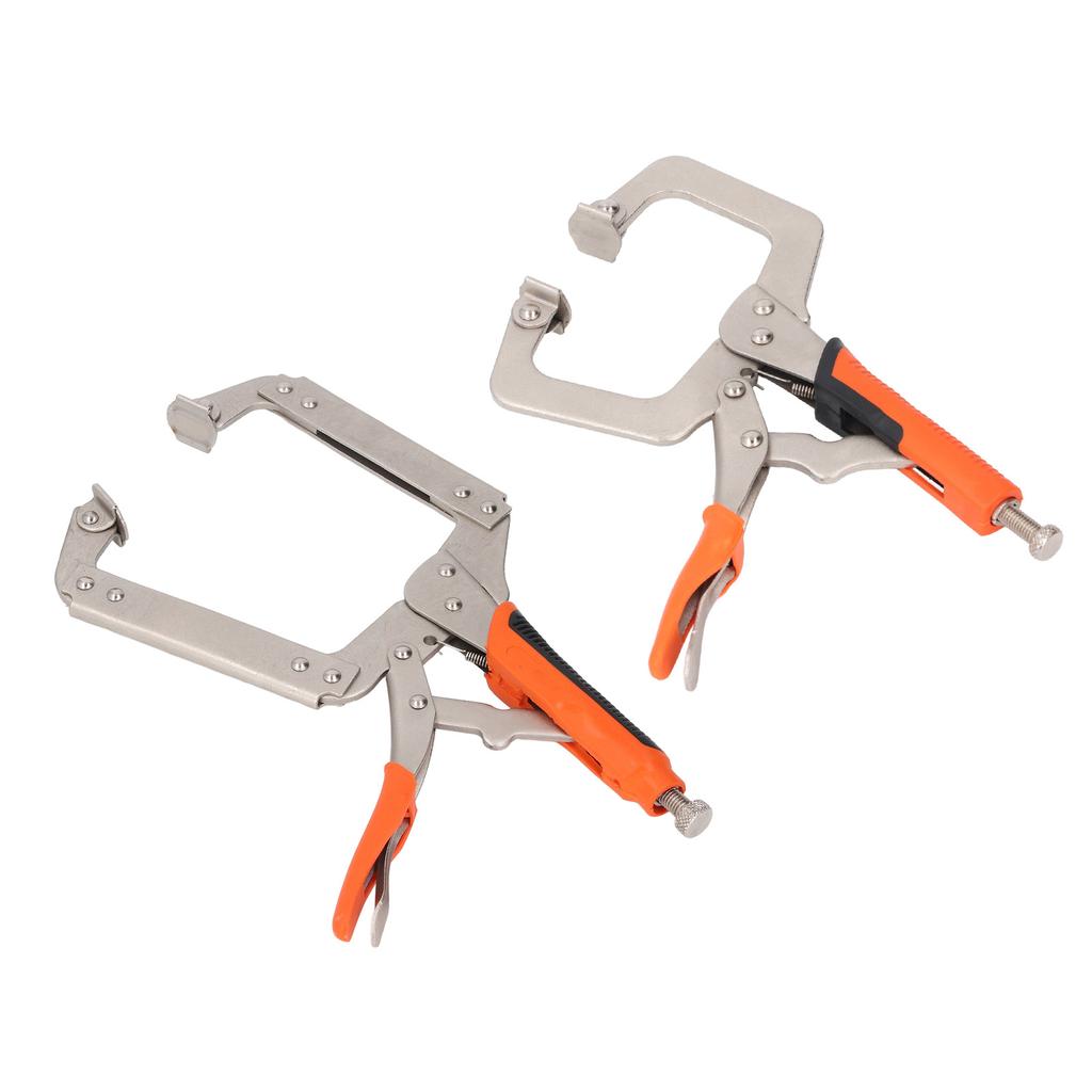 2Pcs Locking C Clamp Pliers Set Heavy Duty Woodworking Face Clamp with Rotating Pads for Welding Poc