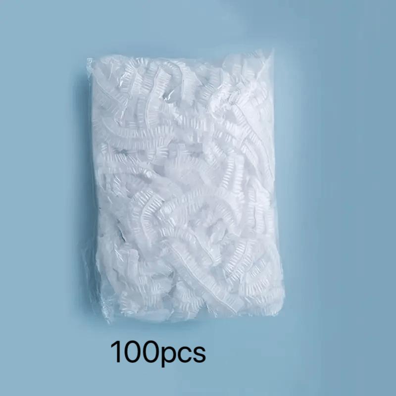 50Pcs/set Extra Large Disposable Shower Caps, Thickened PVC Material, Dedicated for Home Travel SPA Hair Salon Elastic Design Bath Accessories