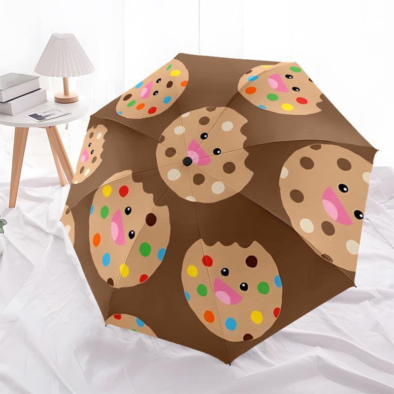 1pc Cookie Circle Automatic Open/Close Umbrella Compact Folding Umbrella, All-Season Portable Umbrella for Women/Men F1124117