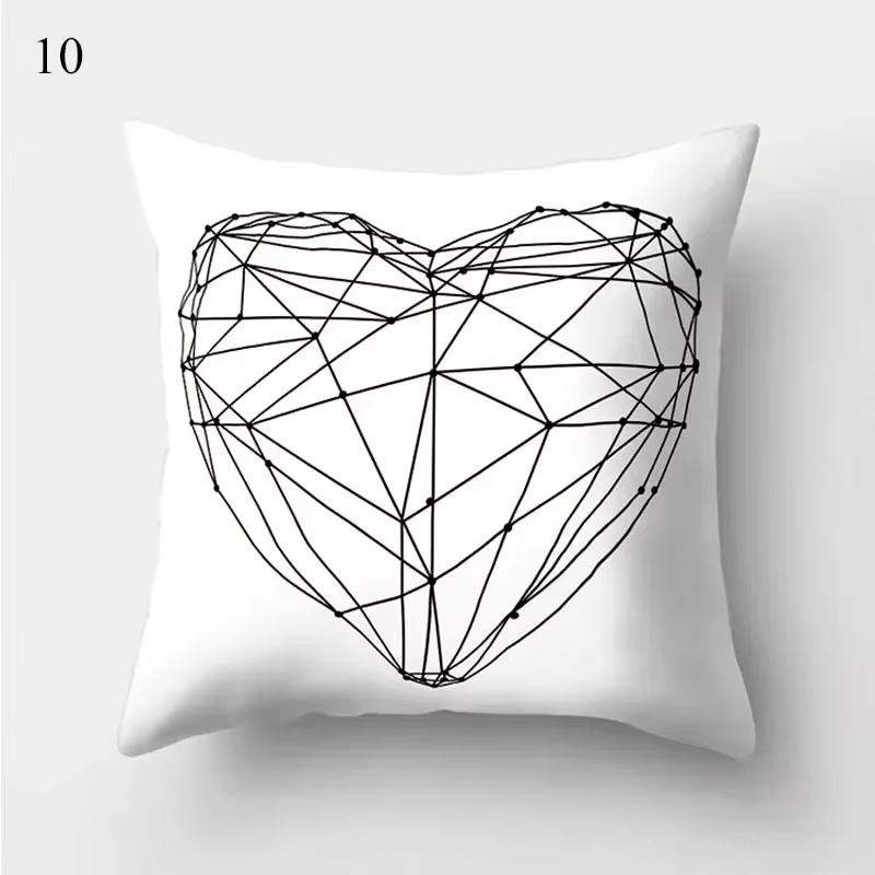 

Black White Geometric Pillow Case Modern Decorative Cushion Cover for Multiple Spaces Perfect for Bedroom Sofa Car Office 45cmx45cm