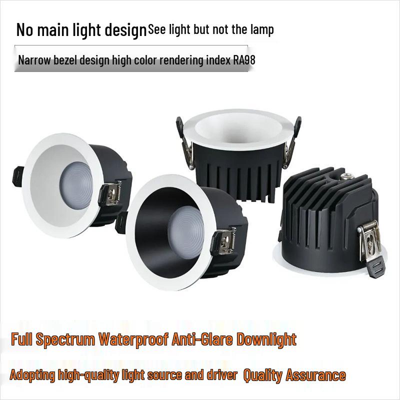 Anti-Glare Narrow Edge LED Recessed Downlight for Hotel, Corridor, Kitchen Ceilings - Full Spectrum Lighting