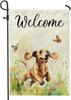 Spring Dachshund Dog Garden Ags 12x18 Inch Double Sided for Outside, Watercolor Ower Plant Standard Burlap Lawn Ags, P WZZ