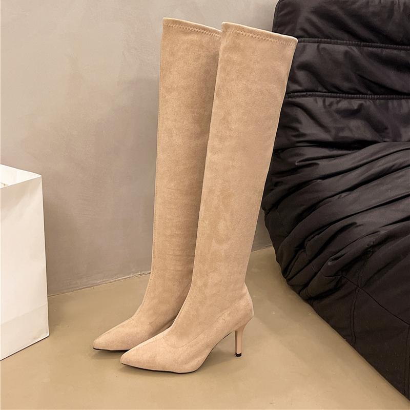 Fashion High Boots for Women High Heels Pointed Toe Shoes Fashon Sexy Elegant Pumps Winter Woman 2025 New Luxury Chelsea Botas De Mujer