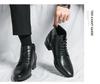 Men's Korean Style Mid-Calf High Heel Leather Boots - Pointed Toe Hairstylist Business Shoes