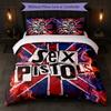 Sex Pistols Druck 3-teiliges Bettwäsche-Set Bettbezug mit zwei Kissenbezügen Weiche Bettwäsche für Haushalt Schlafzimmer