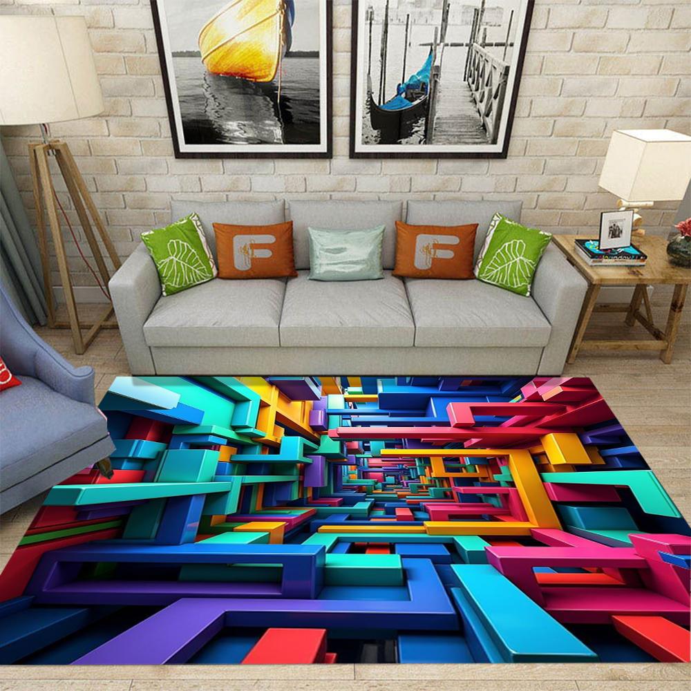 3D Hole Illusion Carpet Living Room Bedroom Esports Room Anti Slip Decorative Carpet Washable Home Carpet