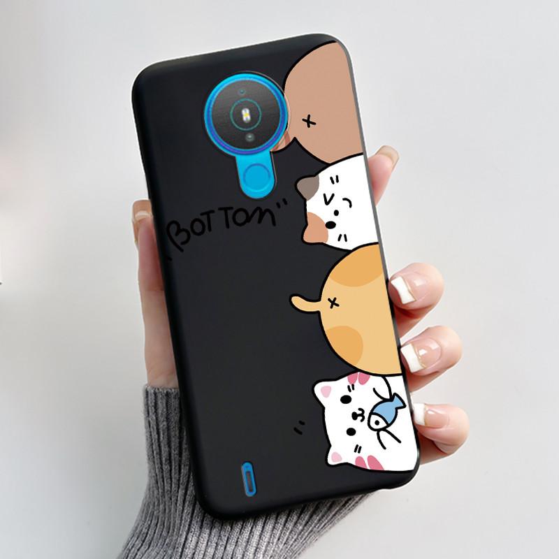Cute Case For Nokia 1.4 / Nokia 1 / Nokia 1 Plus Capa Printing Shell Protective Cover Soft Silicone Cartoon Black Casing Fundas
