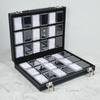 Clear Rectangular Jewelry Box with Handmade Leather Handle Displaying Organizers Suitable for Organizing Rings Bracelets