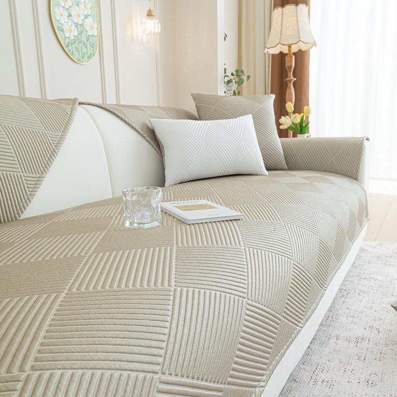 

Simple Summer Ice Silk Sofa Cushion New Summer Cool Fixed Non-Slip Straight Row Mat Leather Seat Cushion Cloth 70*70cm