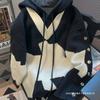 Oversized Colorblock Knit Hoodie Men Women Fall Winter Loose Fit Warm Pullover Sweater