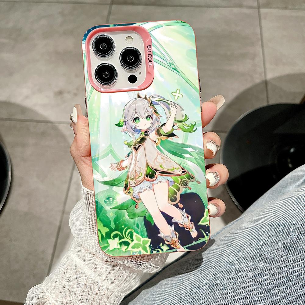 Game GI Nahida Pink Translucent Mobile Phone Case for iPhone 17 16 15 14 13 12 11 X XR XS 8 7 Air Pro Max Plus Colorful Cover